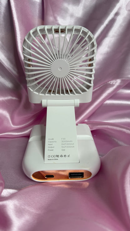 5 in 1 MINI FAN, PORTABLE CHARGER, PHONE STAND, HANDHELD FAN, ETC..